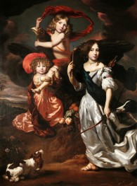 Portrait of Three Children as Ceres, Ganymede, ..., 1673 by Nicolaes Maes | Painting Reproduction