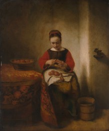 Young Woman Peeling Apples | Nicolaes Maes | Painting Reproduction