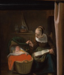 Woman at a Cradle | Nicolaes Maes | Painting Reproduction
