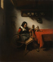 Old Woman Spinning | Nicolaes Maes | Painting Reproduction