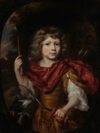 Portrait of a Boy with a Bow and a Dog (Amor) | Nicolaes Maes | Painting Reproduction