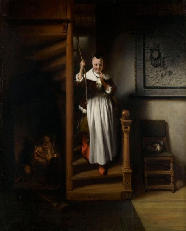 Nicolaes Maes | Die lauschende Hausfrau, 1655 Die lauschende Hausfrau, 1655 | Nicolaes Maes