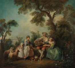 The Bird Cage (Les amours du bocage), 1735 by Nicolas Lancret | Painting Reproduction