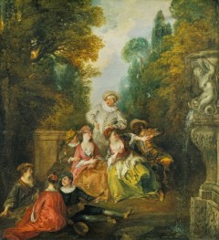 Italian Comedians by a Fountain | Nicolas Lancret | Painting Reproduction