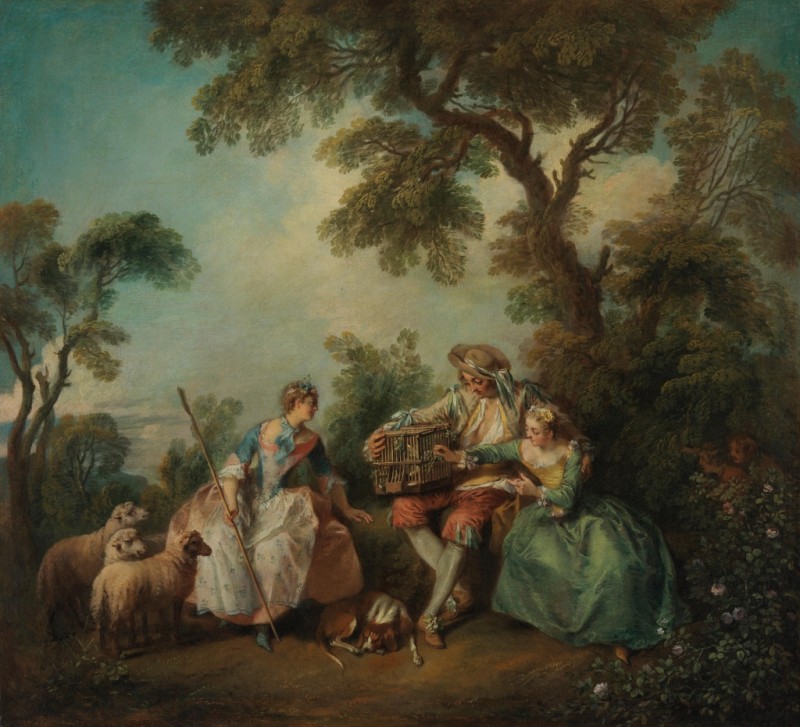 Der Vogelkäfig (Les amours du bocage), 1735 | Nicolas Lancret