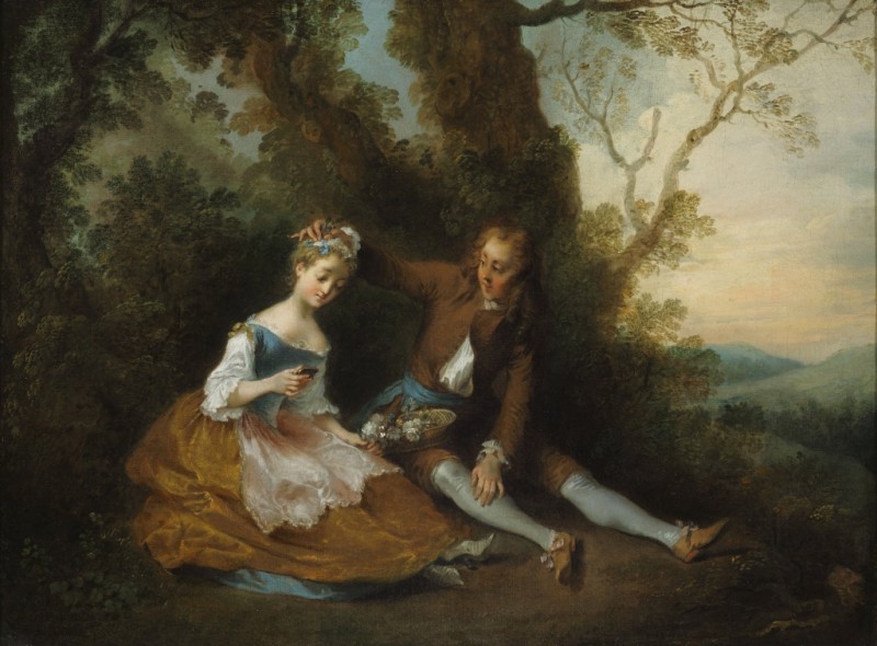 Young Lovers in a Landscape (The Shepherdess at the Mirror), c.1720/43 | Nicolas Lancret