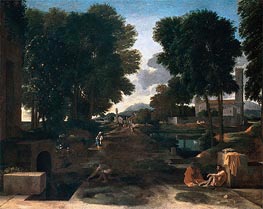 A Roman Road (Landscape with Travelers Resting), 1648 by Nicolas Poussin | Painting Reproduction