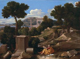 Landscape with Saint John on Patmos, 1640 by Nicolas Poussin | Painting Reproduction