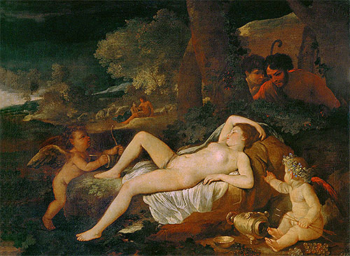 Reclining Venus with Cupid, undated | Nicolas Poussin | Painting Reproduction