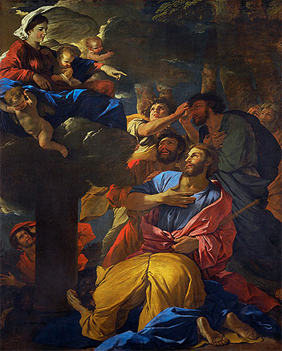 Die Jungfrau erscheint dem heiligen Jakobus dem Älteren | Nicolas Poussin | Gemälde Reproduktion