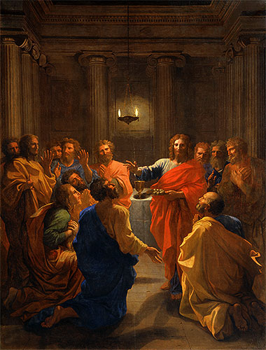 Christus instituiert die Eucharistie (Das letzte Abendmahl) | Nicolas Poussin | Gemälde Reproduktion