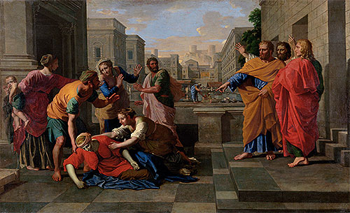 The Death of Sapphira, c.1654/56 | Nicolas Poussin | Gemälde Reproduktion