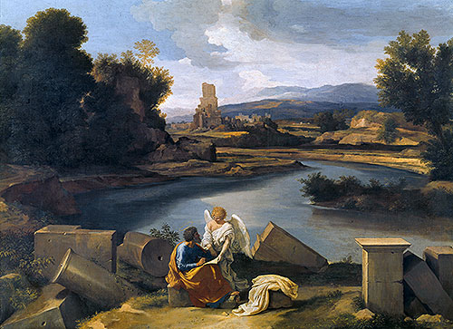 Roman Landscape with Saint Matthew and the Angel, c.1639/40 | Nicolas Poussin