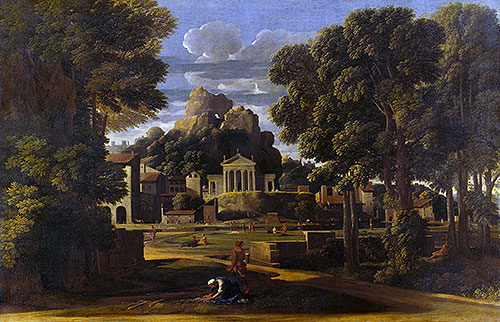 Landscape with the Gathering of the Ashes of Phocion, 1648 | Nicolas Poussin | Gemälde Reproduktion