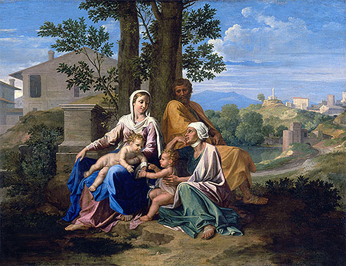 The Holy Family with Saint John and Saint Elizabeth in a Landscape, c.1650 | Nicolas Poussin | Painting Reproduction