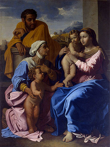 Holy Family with St Elizabeth and John the Baptist, c.1644/55 by Nicolas Poussin | Painting Reproduction