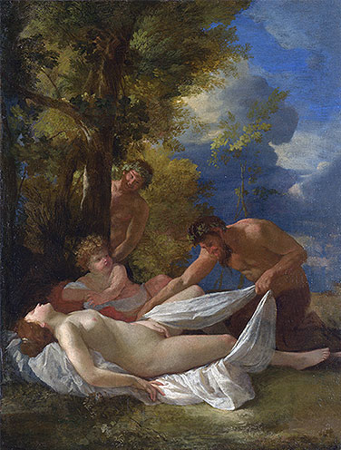 Nymph with Satyrs, c.1627 by Nicolas Poussin | Painting Reproduction