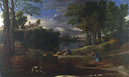 Landscape with a Man killed by a Snake, c.1648 | Nicolas Poussin | Painting Reproduction