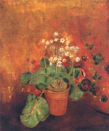 Flowers in a Pot on a Red Background | Odilon Redon | Gemälde Reproduktion