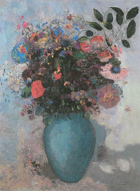 Flowers in a Turquoise Vase, 1910 | Odilon Redon | Painting Reproduction