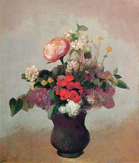 Flowers in a Brown Vase, c.1903/05 | Odilon Redon | Painting Reproduction