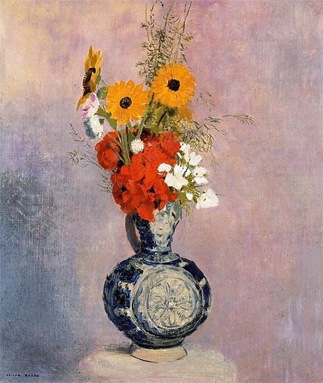 Bouquet of Flowers in a Blue Vase, Undated | Odilon Redon | Painting Reproduction