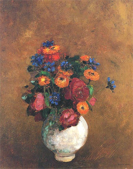 Bouquet of Flowers in a White Vase, Undated | Odilon Redon | Gemälde Reproduktion