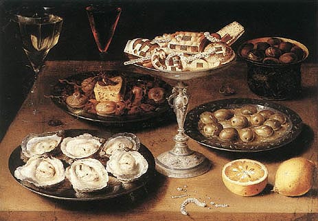Still-Life with Oysters and Pastries, 1610 | Osias Beert | Painting Reproduction