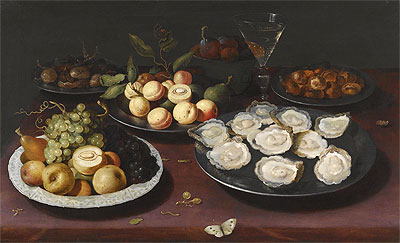 Still Life of Fruit and a Plate of Oysters, Undated | Osias Beert | Painting Reproduction