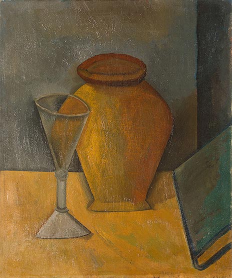 Topf, Glas und Buch, 1908 | Picasso | Gemälde Reproduktion