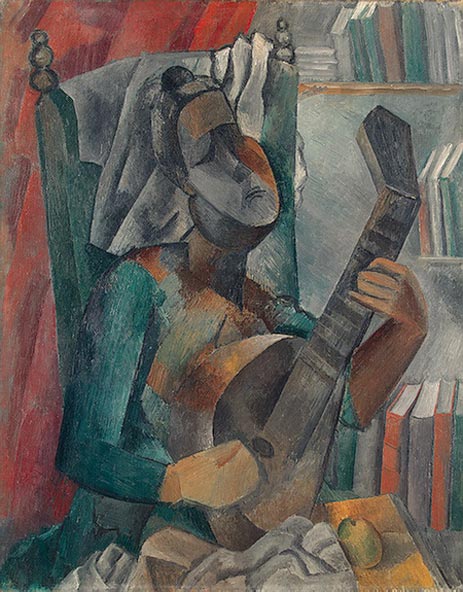 Frau mit Mandoline, 1909 | Picasso | Gemälde Reproduktion