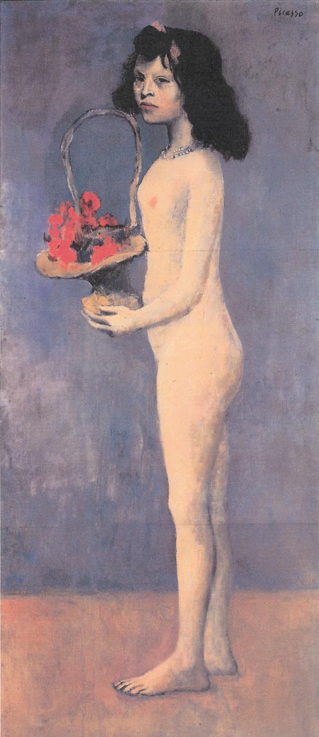 Girl with a Basket of Flowers, 1905 | Picasso | Gemälde Reproduktion