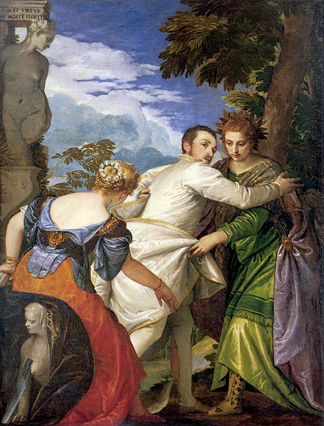 Allegory of Virtue and Vice (Choice of Hercules), c.1580 | Veronese | Gemälde Reproduktion