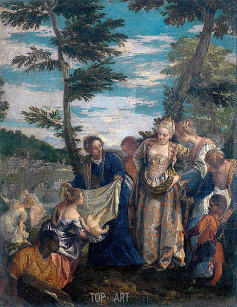 Moses gerettet aus den Gewässern, c.1580 | Veronese | Gemälde Reproduktion