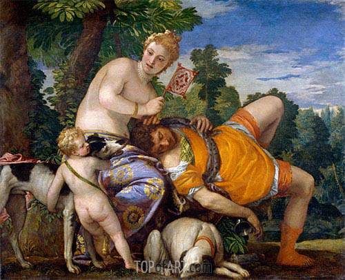 Venus und Adonis, c.1580 | Veronese | Gemälde Reproduktion