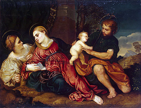 Holy Family with St Catherine, c.1520/22 | Paris Bordone | Painting Reproduction