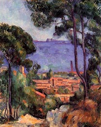View through Trees, L'Estaque, c.1883/85 by Cezanne | Painting Reproduction