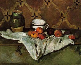 Still Life with Jar, Cup, and Apples, c.1877 by Cezanne | Painting Reproduction