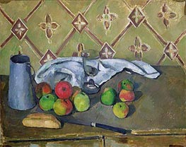 Fruit, Serviette and Milk Jug | Cezanne | Gemälde Reproduktion