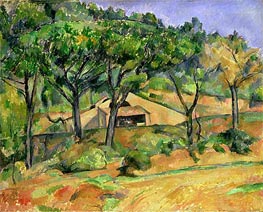 House on a Hillside, undated by Cezanne | Painting Reproduction
