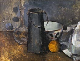 Still Life with Carafe, Milk Can, Coffee Bowl and Orange, c.1879/82 by Cezanne | Painting Reproduction