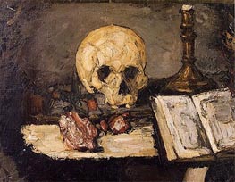 Skull and Candlestick | Cezanne | Gemälde Reproduktion