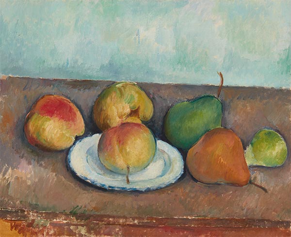 Still Life - Plate and Fruit, c.1888/90 by Cezanne | Painting Reproduction
