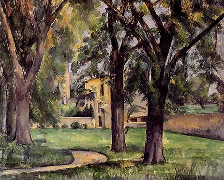Chestnut Tree and Farm at Jas du Bouffan, c.1885 by Cezanne | Painting Reproduction