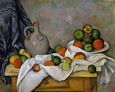 Curtain, Jug and Fruit Bowl, c.1893/94 | Cezanne | Gemälde Reproduktion