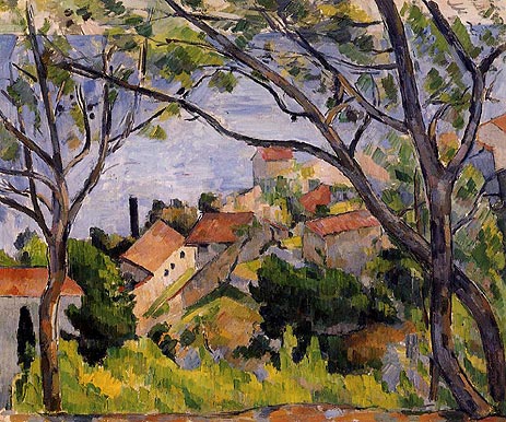 L'Estaque, View through the Trees, 1879 | Cezanne | Gemälde Reproduktion