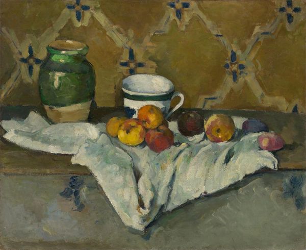 Still Life with Jar, Cup, and Apples, c.1877 | Cezanne | Painting Reproduction