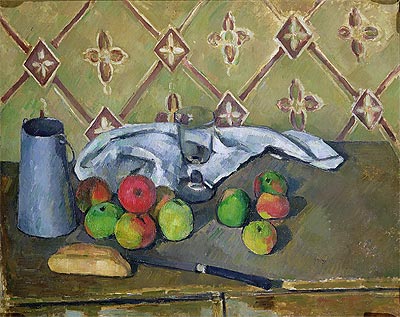 Früchte, Serviette und Milchkanne | Cezanne | Gemälde Reproduktion