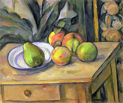 Früchte und Wandteppich, n.d. von Cezanne | Gemälde-Reproduktion