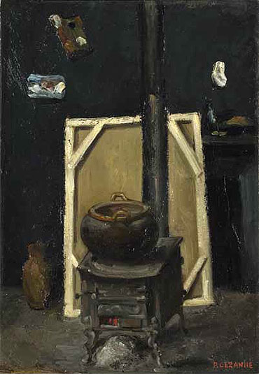 Der Ofen im Atelier, c.1865 von Cezanne | Gemälde-Reproduktion